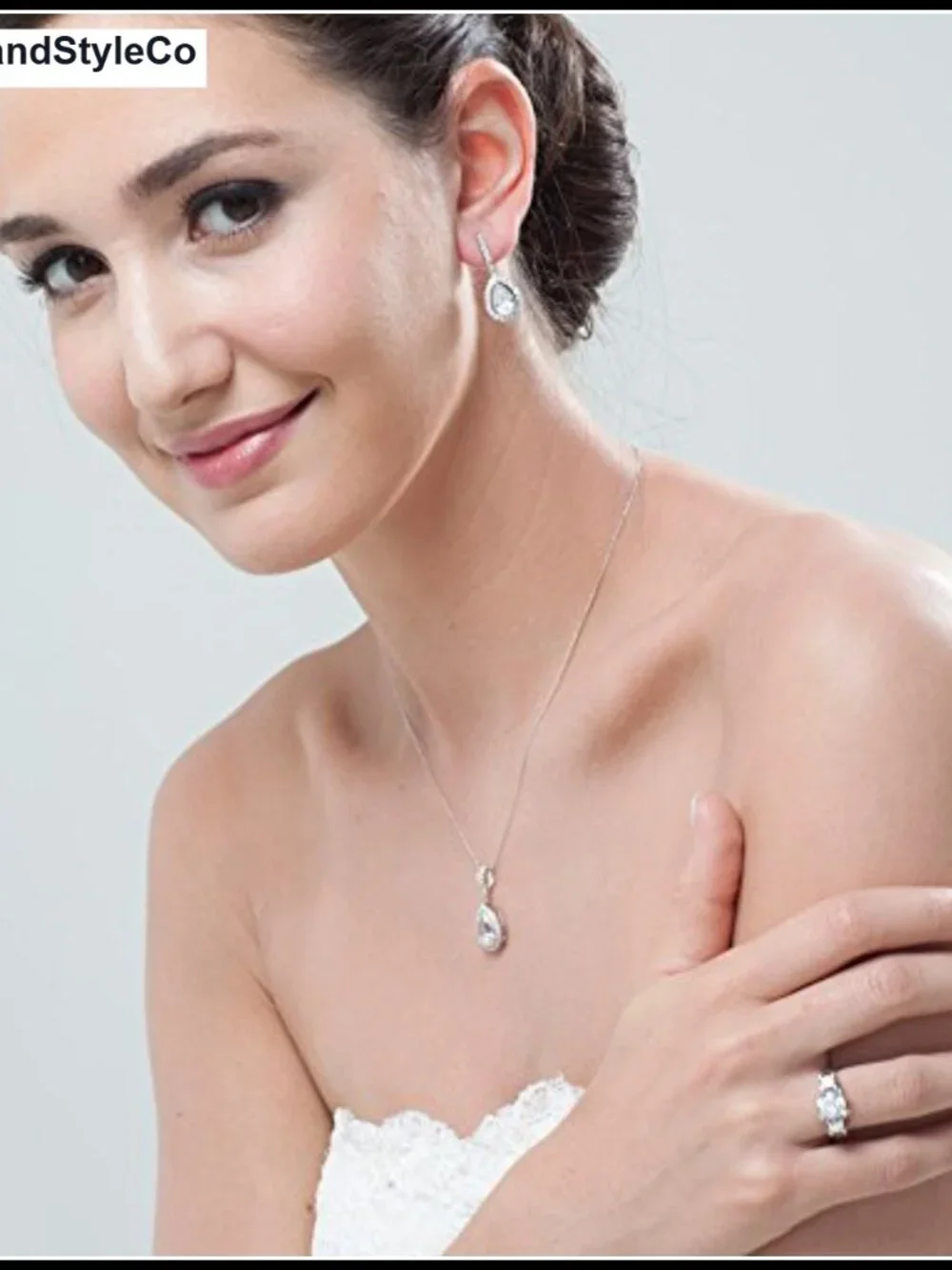 Sterling Silver Halo Pendant Necklace CZ Pear Cut 16